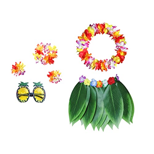 Veemoon 1Satz Hawaiianisches Kostümset mit Blattrock Accessoires Teiliges Set mit Grasrock Ananasbrille Haarband Armbändern für Tropische Beach Partys Festivals für Erwachsene Veemoon 1Satz Hawaiianisches Kostümset mit Blattrock Accessoires Teiliges Set mit Grasrock Ananasbrille Haarband Armbändern für Tropische Beach Partys Festivals für Erwachsene von Veemoon