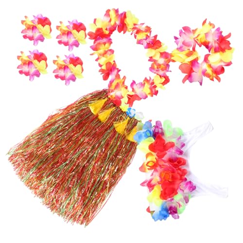 Veemoon 1Satz Hawaiianisches Rock Set Teiliges Kostüm für Damen mit Grasröcken Halskette Armband Bikini Oberteil für Luau Partys Tanzaufführungen Bunten Veemoon 1Satz Hawaiianisches Rock Set Teiliges Kostüm für Damen mit Grasröcken Halskette Armband Bikini Oberteil für Luau Partys Tanzaufführungen Bunten von Veemoon