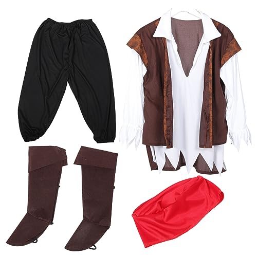 Veemoon 1Satz Herren Piratenkostüm Für Halloween Outfit Mit Zubehör Für Cosplay Rollenspiele Kostüm Für Halloween Themenpartys von Veemoon