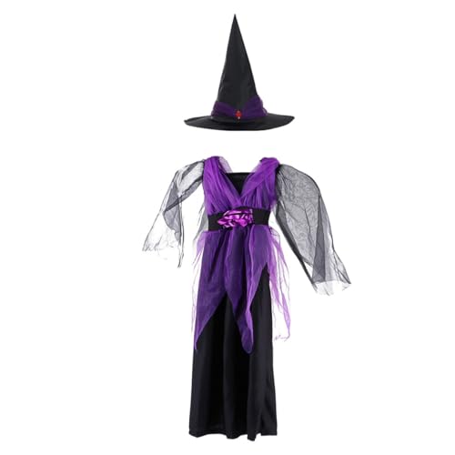 Veemoon 1satz Mädchen Hexenkostüm Für Halloween Rollenspielkleidung Mit Hut Cosplay Outfit Für Mädchen Für Partys Und Fotografie von Veemoon