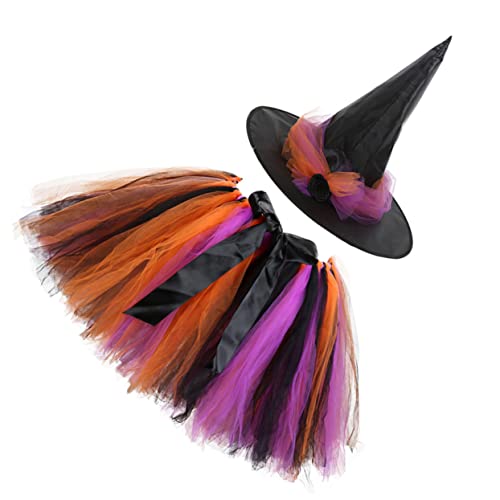 Veemoon 1Satz Hexenkostüm Für Tutu Rock Hexenhut Für Halloween Karneval Kostümpartys Langlebig Farbenfrohes Design Für Kleine Hexen von Veemoon