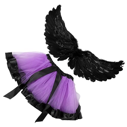 Veemoon 1Satz Kostüm Für Schwarzes Tutu Mit Flügeln Für Halloween Cosplay Partys Verkleidung Für Fotoshootings Besondere Anlässe von Veemoon