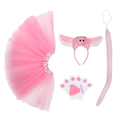 Veemoon 1satz Kostümset Für Mädchen Teiliges Halloween Outfit Mit Schwein- Tüllrock Handschuhe Und Haarschmuck Für Faschings Und Halloween-partys von Veemoon