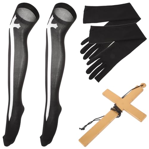 Veemoon 1Satz Nonnenkostüm Zubehör Für Frauen Teiliges Outfit Mit Nonnenstrümpfen Halskette Für Karneval Cosplay Veranstaltungen Veemoon 1Satz Nonnenkostüm Zubehör Für Frauen Teiliges Outfit Mit Nonnenstrümpfen Halskette Für Karneval Cosplay Veranstaltungen von Veemoon