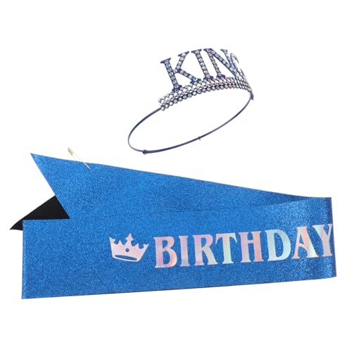Veemoon 1satz Königliches Geburtstagskrone Und Schärpen-set Für Männer Verstellbare Krone Mit Strass Und Glänzender Schärpe Party-dekorationen Für Herren Einzigartiges Design Für Veemoon 1satz Königliches Geburtstagskrone Und Schärpen-set Für Männer Verstellbare Krone Mit Strass Und Glänzender Schärpe Party-dekorationen Für Herren Einzigartiges Design Für von Veemoon