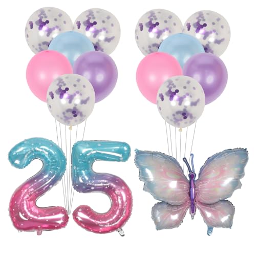 Veemoon 2 Sätze Blau Violette Schmetterling Folienballons Teilig Kindergeburtstag Dekoration Zahlenballons Partydeko für Türen Wände Garten Fenster mit Langlebigem Material und Einfachem von Veemoon