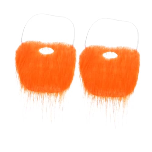 Veemoon 2 Stück Abschlussballparty Bart Bartkamm für Männer Bartpflegeset Bartwachstumsset Bartöl Fake Beard Fake Schnurrbart Falscher Bart für Männer Cosplay -Requisite Flanell Orange von Veemoon