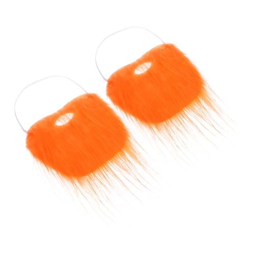 Veemoon 2 Stück Abschlussballparty Bart Gefälscht Cosplay Bausatz Kostüm Lustiger Schnurrbart Party-Schnurrbart Falscher Bart Für Männer Kreativer Mann Schnurrbart Partybart Flanell Orange von Veemoon
