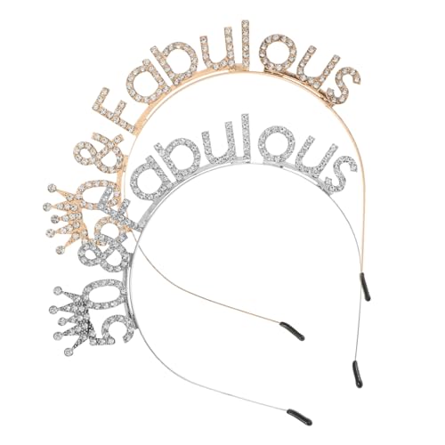 Veemoon 2 Stück Geburtstags-stirnband für Frauen Strassbesetzte Tiara mit Design Ergonomisch Komfortabel Gold Silber Party-krone Besondere Jubiläums-dekoration von Veemoon