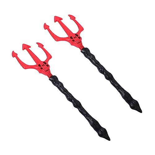 Veemoon 2 Stück Gespenster-Dreizack-Simulationswaffe mit Gewindestange Dreizack-Cosplay Schlacht Halloween Halloween Toys Halloween-Requisite Dreizackstütze aus Kunststoff rot von Veemoon