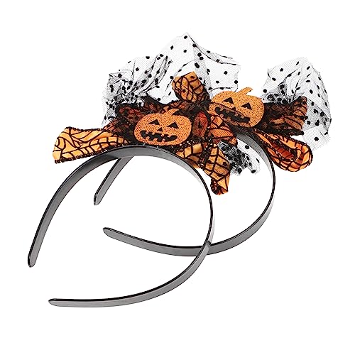Veemoon 2 Stück Halloween Haarreif mit Kürbis und Geist Buntes Haarschmuck für Party Karneval Kostüm Gruselige Halloween Deko Elastisch und Bequem für Festival und Kostümpartys von Veemoon