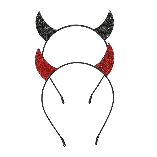 Veemoon 2 Stück Halloween Teufelshörner Haarreifen für Kostümpartys Handgemacht Vielseitig Einsetzbar für Karneval und Cosplay Schwarz und Rot Veemoon 2 Stück Halloween Teufelshörner Haarreifen für Kostümpartys Handgemacht Vielseitig Einsetzbar für Karneval und Cosplay Schwarz und Rot von Veemoon