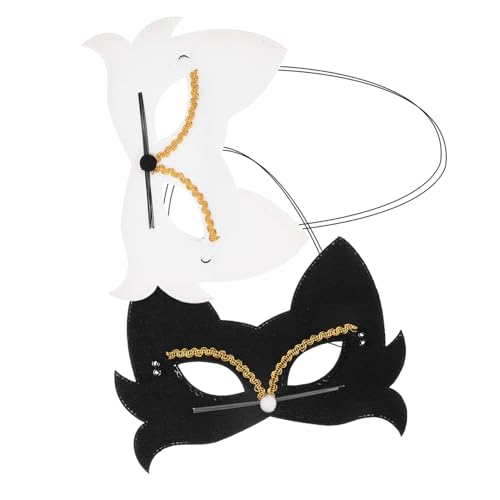 Veemoon 2 Stück Katzenmaske Augenmaske Katzenparty Für Halbe Katzengesichtsmaske Maskenballmaske Mädchen Mädchenmaske Halloween Halbgesichtsmaske Katzengesicht von Veemoon
