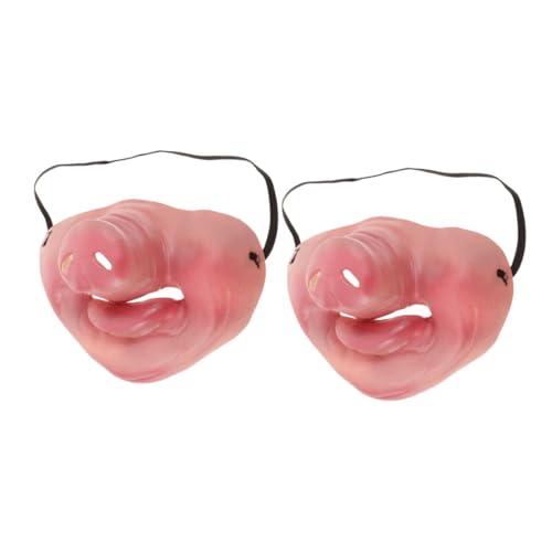 Veemoon 2 Stück Lustige Maske Tierkopfmaske Halbmaske Tiergesichtsmaske Masken-cosplay Halloween-masken Für Erwachsene Gruselig Halloween- -maske Halloween-schweinenase Rosa Emulsion von Veemoon