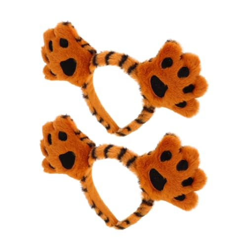 Veemoon 2 Stück Plüsch Tiger Ohren Haarband Weiches Kuschelmaterial Niedliches Kostümzubehör für Cosplay Halloween Party Auffälliges Tierohren Stirnband für Mädchen und Frauen von Veemoon