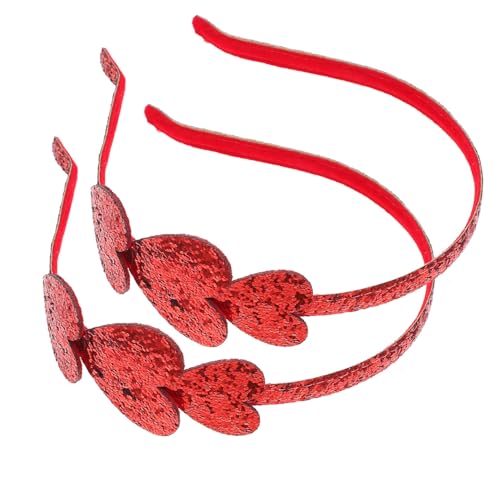 Veemoon 2 Stück Rotes Herz Haarband mit Pailletten Leichtes Komfortables Stirnband für Junge Mädchen Geeignet für Party Alltag Valentinstag und Festliche Anlässe Rutschfester Haarschmuck von Veemoon