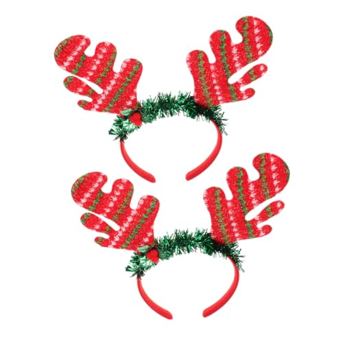 Veemoon 2 Stück Rotes Rentier Geweih Haarreif mit Glitzer Verstellbar und Langlebig Festliches Weihnachts Stirnband für Damen für Weihnachtsfeiern und Familienfeste von Veemoon