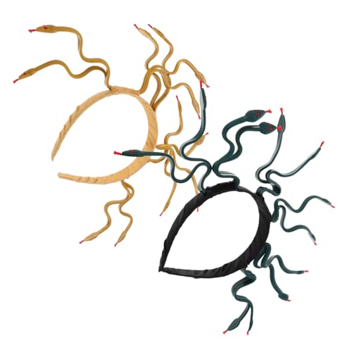 Veemoon 2 Stück Teiliges Medusa Schlangen-haarreif Biegsame Ägyptische Kostüm-accessoires Detailreiche Schlangendekoration Langlebiges Vinyl Dunkles Grün Erdiges Gold Geeignet für von Veemoon