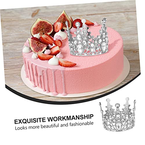 Veemoon 2 Stück Teiliges Mini Kinderkronen Cake Topper Silber Retro Barock Geburtstagsdeko für Kuchen Cupcakes Shower Hochzeitsfeier Kleine Tortendeko Festliche Partygestaltung von Veemoon
