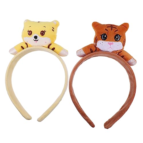 Veemoon 2 Stück Tiger Stirnband mit Plüsch Tigerohren Weiche Haarreifen für Neujahrsfest Rutschfeste Karneval Haarbänder mit Niedlichem Tigerkopf Kostüm Haarschmuck für Party und von Veemoon