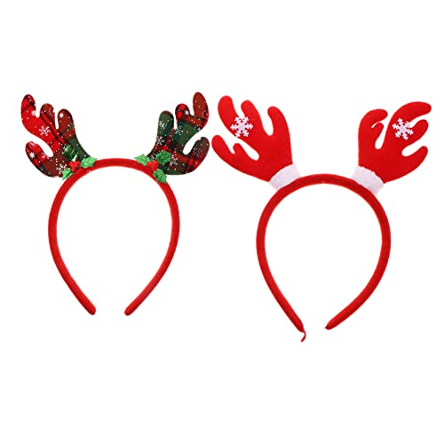Veemoon 2 Stück Weihnachtlicher Haarreifen mit Rentiergeweih und Pailletten Leichtes Komfortables Weihnachts Party Accessoire für Mädchen Festliche Kostüme und Foto Requisiten von Veemoon
