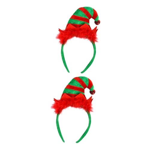 Veemoon 2 Stück Weihnachtsstirnband Haarreif mit Glocken Rot Grün Langlebiger Kopfschmuck für Weihnachten Kostüm Party Erwachsene und Jugendliche von Veemoon