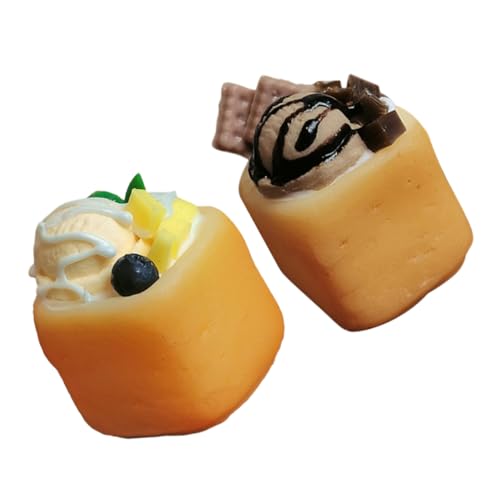 Veemoon 2 Stücke Teiliges Miniatur Dessert Eiscreme und Toast Realistische Puppenhaus Deko Farbintensiv Langlebig DIY Miniatur Küche Zubehör für Kreative und Micro Landschaften von Veemoon