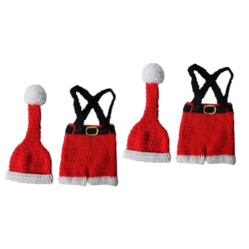 Veemoon 2St Weihnachtsmütze kinder weihnachtskostüm weihnachten kleidung Requisiten-Outfits für Säuglingsfotografie Neugeborenes Mädchen-Outfit Häkelnadel Babykleidung Garn Hut Hose von Veemoon