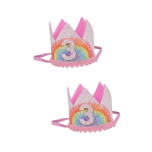 Veemoon 3 Geburtstag Krone Für Mädchen – Kreative Regenbogen Tiara Mit Weißer Spitze - Perfekt Als Haar-Accessoire Für Unvergessliche Fotos Und Partys von Veemoon
