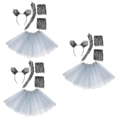 Veemoon 3 Sätze Tier Wolf Kostüm Wolf Haarreif Tutu Rock für Cosplay Party Bühnenaufführungen Lustige Tierkostüm Requisiten mit Plüschigem Material Bequemer von Veemoon