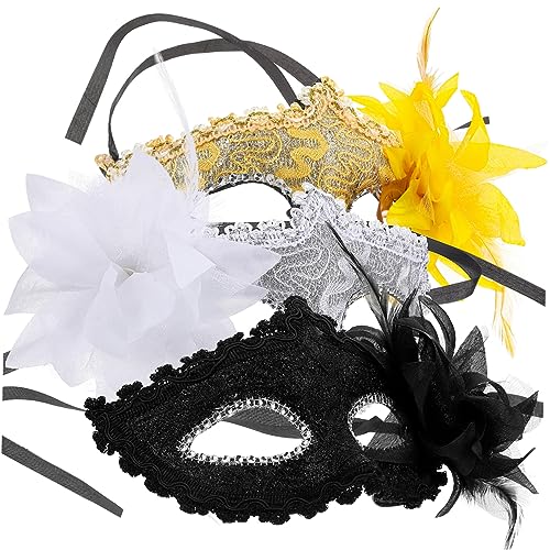Veemoon 3 Stück Rosen Spitzenmaske Kostüm Dekorative Spitzenmaske Damen Halbmaske Cosplay Masken Maskerade Spitzenmaske Cosplay Halbmasken Cosplay Requisiten Spitzen von Veemoon