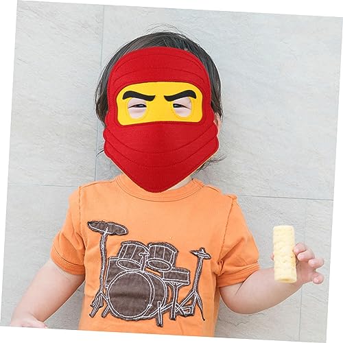 Veemoon 3 Stück Teiliges Ninja Kostüm für Bunte Filzmasken in Rot Blau und Schwarz Dekorative Party und Cosplay Masken für Halloween Fasching Verkleidung und Maskerade von Veemoon