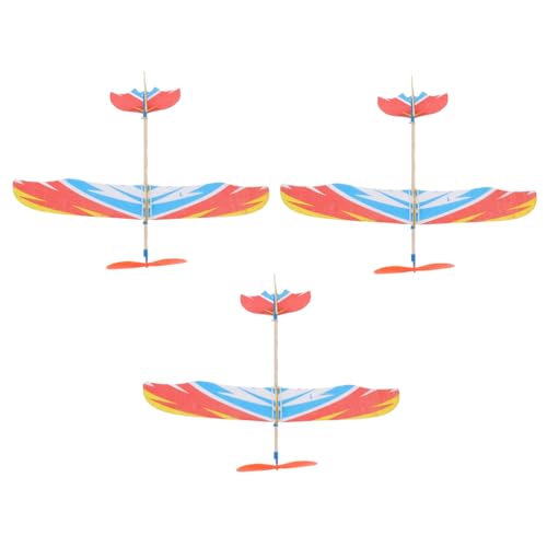 Veemoon 3 Teiliges Motorflugzeug Modellspielzeug Modellflugzeug Segelflugzeug Kit Flugzeugspielzeug Klein Fliegend Polystyrol Babyflugzeuge Vogel Design Flugzeug Gummiband von Veemoon