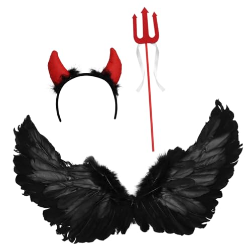 Veemoon 3St Halloween-Show-Flügel Kostüm Flügel aufblasbares Kostüm Horror teufelsflügel halloweenkostüme für erwachsene Cosplay-Teufel-Accessoire Teufel Kostüm Requisit Plastik Black von Veemoon