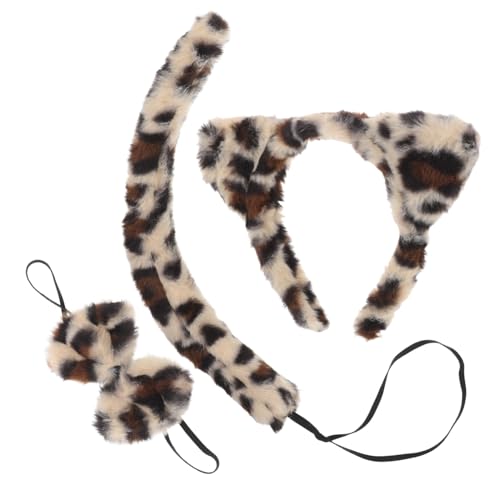 Veemoon 3Stücke Teiliges Katzenkostüm Set mit Leopardenmuster Katzenohren Fliege für Halloween Cosplay Ankleidepartys Kostümaufführungen von Veemoon