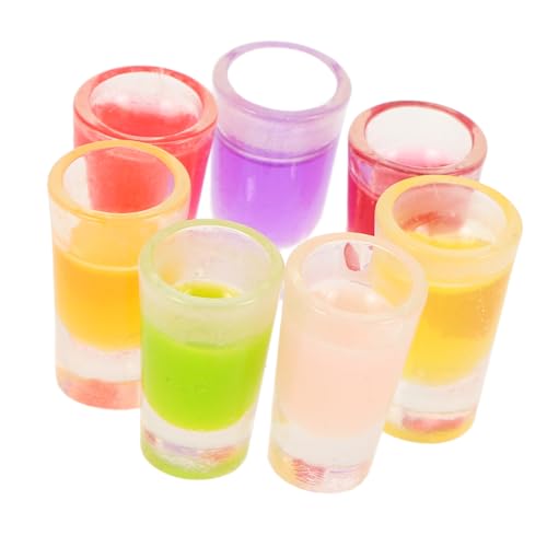 Veemoon 4 Sätze Mini- -küchenzubehör Dekoration Miniaturen Mini-Tasse Mini-getränk Saft Für Miniaturküche DIY Mini-hausgetränke Food-Requisiten- Harz 7 Stück * 4 von Veemoon
