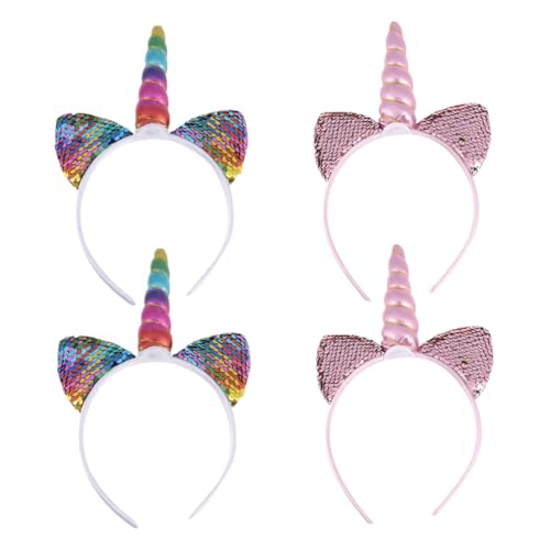 Veemoon 4 Stück Einhorn Haarreif Teiliges Glitzerndes Stirnband mit Katzenohren Party Haarschmuck für Mädchen Festival Kostüm Zubehör Veemoon 4 Stück Einhorn Haarreif Teiliges Glitzerndes Stirnband mit Katzenohren Party Haarschmuck für Mädchen Festival Kostüm Zubehör von Veemoon