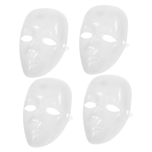 Veemoon 4 Stück Leere Handgezeichnete Maske Weiße Plastikmasken Halloween-maske Aus Kunststoff Plastikmaske Weiße Halloween-maske Dekorative Masken Leere Gesichtsmasken Masken Weiß Plastik von Veemoon