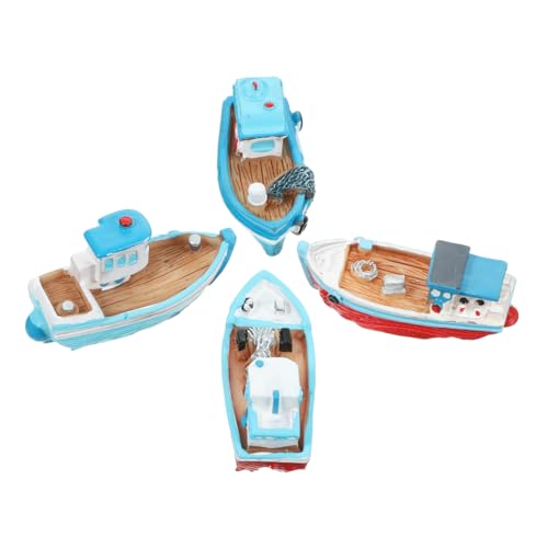 Veemoon 4 Stück Mini Fischerboot Modelle Für Desktop-Dekoration – Mediterrane Boot Figuren Für Puppenhaus Und Mikro-Landschaften Perfekte Strand Deko Für Kreative Arrangements von Veemoon