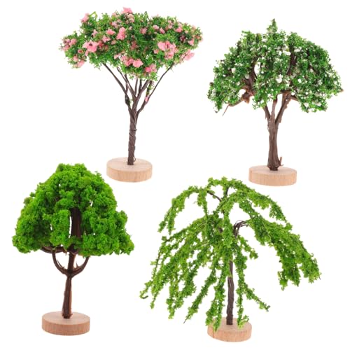 Veemoon 4 Stück Simulations Landschaftsbaum Simulierte Kleine Bäume Basteln Kiefernmodellmaterial Mini Gartendekoration Ornament Miniaturbäume Mit Sockeln Miniatur Kunstbäume von Veemoon