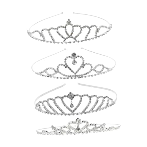 Veemoon 4 Stück Teiliges Funkelnden Strasssteinen Langlebige Silberne Prinzessin Haarreifen für Geburtstagsparty und Cosplay Modisches Accessoire für Mädchen Auffälliges Design von Veemoon