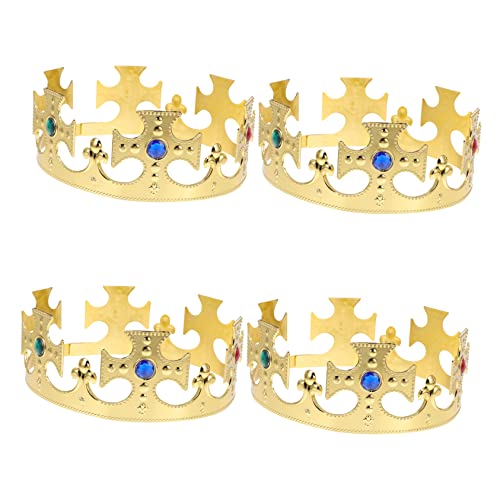Veemoon 4 Stück Teiliges Königliche Kostümkrone für Jungen Goldene Party Haarschmuck für Geburtstagsfeiern Kopfbedeckung für Partyzubehör und Bühnenaccessoire von Veemoon