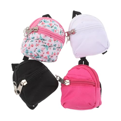 Veemoon 4 Stück Teiliges Miniatur Rucksack für Bjd Puppen Leichter Polyester Zip Rucksack Vielseitige DIY Schultasche für Puppenkleidung Rollenspiele und Puppenhaus Zubehör von Veemoon