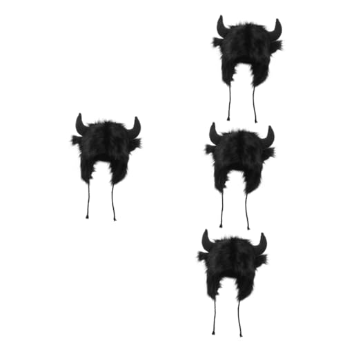 Veemoon 4 Stück Tierische Hornmütze Lustige Cosplay Mütze für Erwachsene Ohrenschutzmütze Kreative Party Accessoires für Halloween Bühnenaufführungen Einzigartiges Design von Veemoon