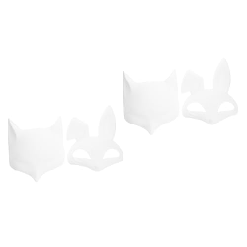 Veemoon 4 Stück Unbemalte Masken Für Karneval Und Halloween – Handbemalte Masken Für Kreative Bastelprojekte Mit Fuchs- Und Kaninchenmotiven - Ideal Für Kostümpartys Und Cosplay von Veemoon