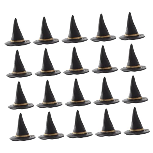 Veemoon 40 Stück Mini Schwarze Hexenhüte aus Plastik Leicht und Robust Miniatur Zauberer Hüte für DIY Halloween Dekoration für Puppenhaus Partys und Kleine Figuren von Veemoon