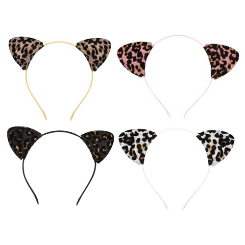 Veemoon 4Stücke Katzenohren Haarreif Kreative Leopardenmuster Kopfschmuck für Partys Geeignet für Cosplay und Besondere Anlässe Schwarz Silber Gold Veemoon 4Stücke Katzenohren Haarreif Kreative Leopardenmuster Kopfschmuck für Partys Geeignet für Cosplay und Besondere Anlässe Schwarz Silber Gold von Veemoon