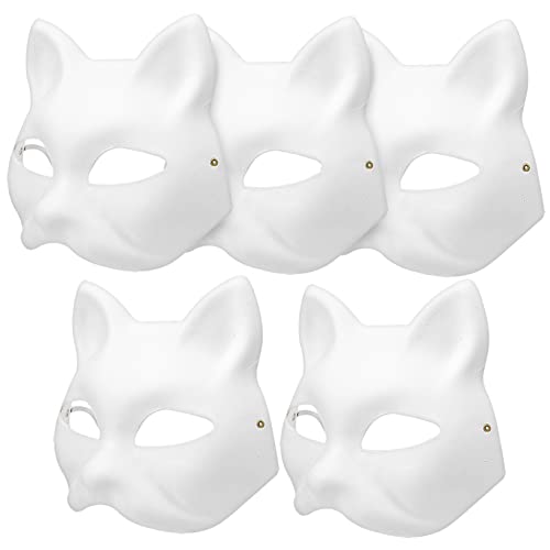 Veemoon 5 Stk. katze gesichtsmaske katzenmaske halloween masken mask Masken für Kostümpartys hallowen masks halbe Katze Fuchs Cosplay-Masken Halloween-Maske leere Tiermaske Papier von Veemoon