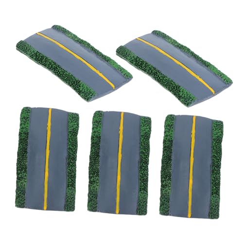 Veemoon 5 Stück Teiliges Miniatur-Highway-Diorama aus Robustem Resin Realistische Straßenmodelle für DIY Eisenbahnlandschaften Vielseitige Kompatibilität Detailreiche Gestaltung von Veemoon