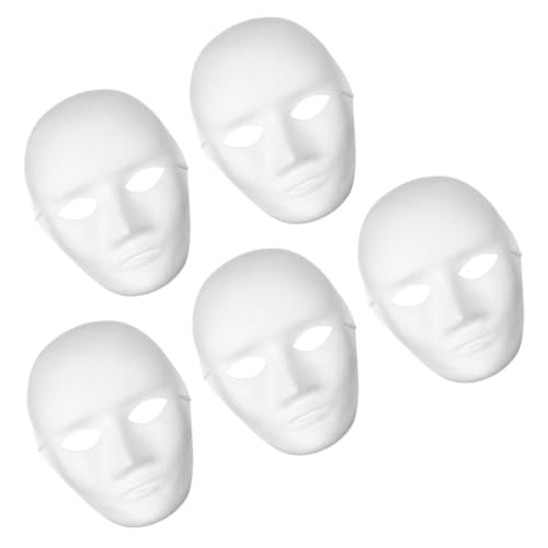 Veemoon 5 Stück Weiße Leere Maske Unbemalte Masken Selber Machen Bemalbare Kunstmasken Unbemalte Bastelmaske Karneval Cosplay Maske Karneval Party Masken Maskerade-maske Masse Papier Weiß von Veemoon